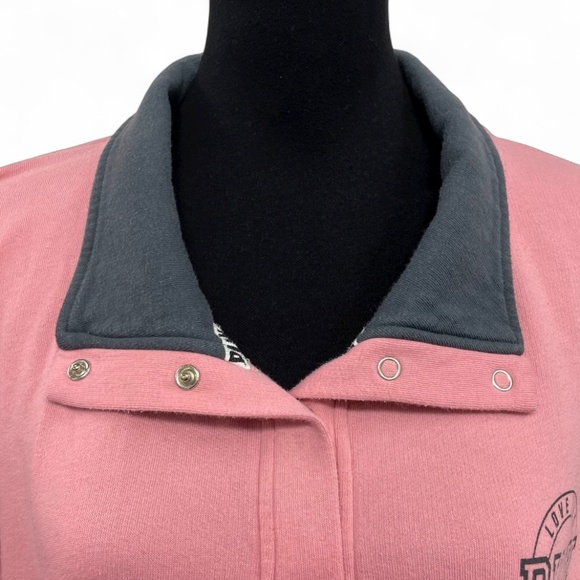 PINK Victoria’s Secret 1/4 Snap Logo Sweatshirt Size L Blush Pink Oversized - Picture 3 of 13